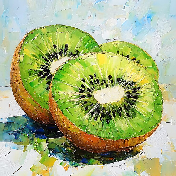 close up oil painting fresh green kiwi fruit slices 1282444 164945